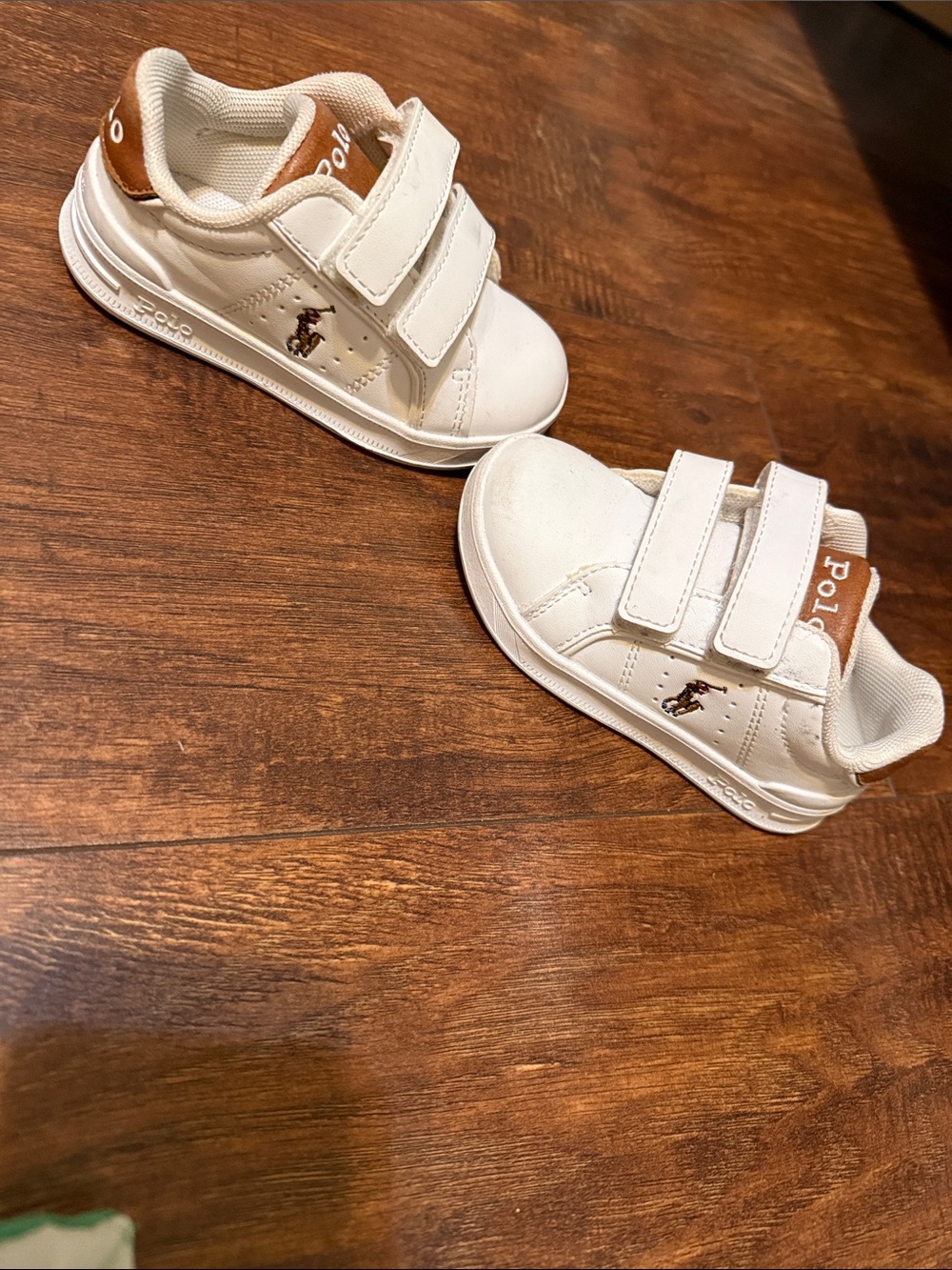 Polo by Ralph Lauren Kids White Sneakers with Tan Logo Accent